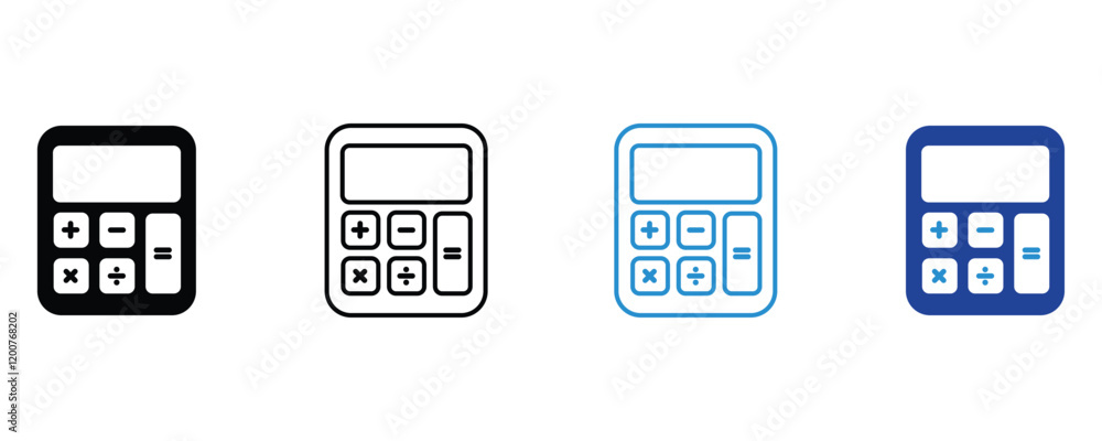 Calculator icon vector, small calculator icon vector set, calculator silhouette vector in flat trendy style illustration isolated on white background. Calculator icon vector, small calculator icon vector set, calculator silhouette vector in flat trendy style illustration isolated on white background.