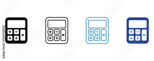 Calculator icon vector, small calculator icon vector set, calculator silhouette vector in flat trendy style illustration isolated on white background. photo