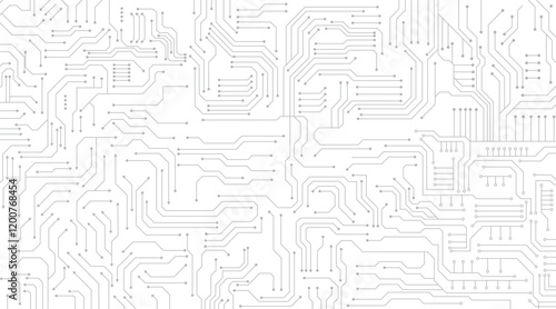 Circuit technology background with hi-tech digital data connection system and computer electronic design.  Vector Electronic circuit on white background