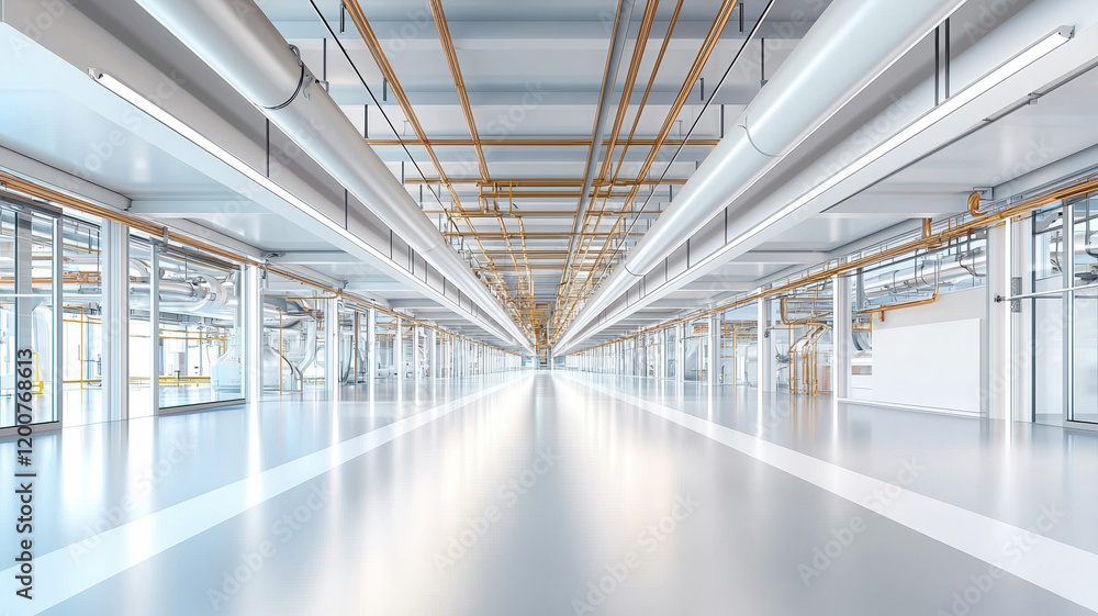 Obraz premium Modern industrial facility with spacious layout and eco friendly design