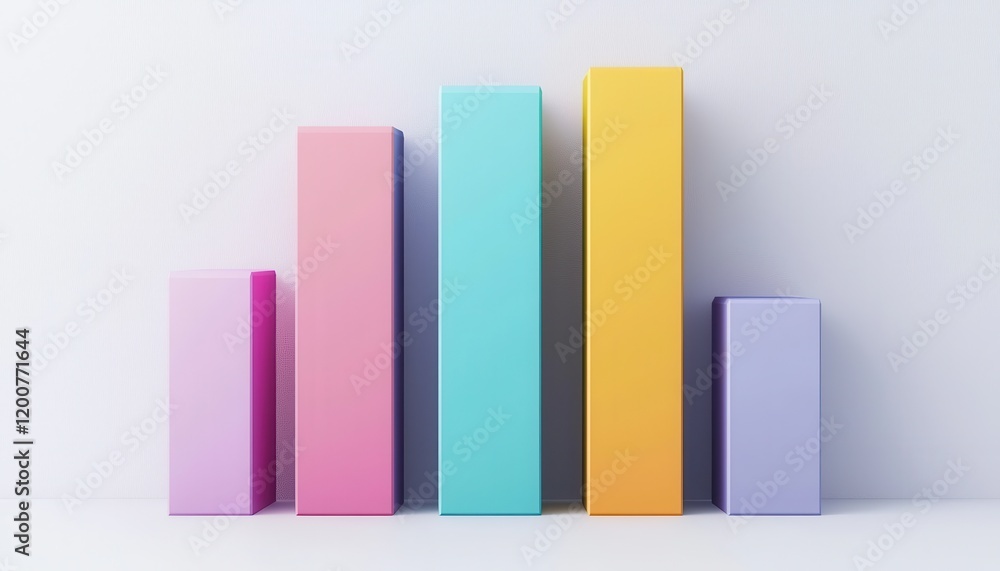 Economics and strategy shaping GDP dynamics. Colorful 3D bar graph with varying heights on a light background, representing data visualization. Economics and strategy shaping GDP dynamics. Colorful 3D bar graph with varying heights on a light background, representing data visualization.