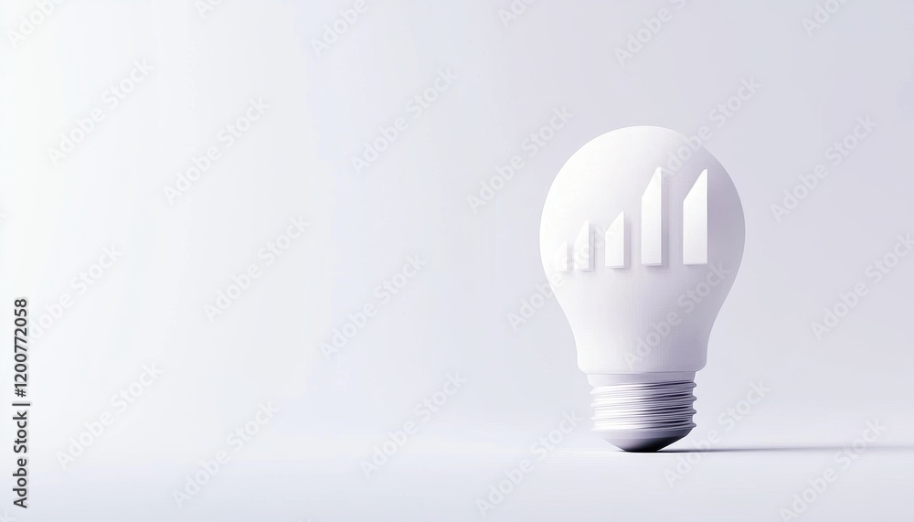 Economics and strategy shaping GDP dynamics. Light bulb with growth bars symbolizes innovation and progress in a minimalist design. Economics and strategy shaping GDP dynamics. Light bulb with growth bars symbolizes innovation and progress in a minimalist design.