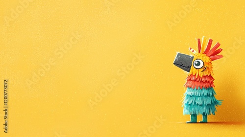 Colorful Pinata Celebration for Cinco de Mayo Festive Illustration Bright Yellow Background Whimsical Vibe photo