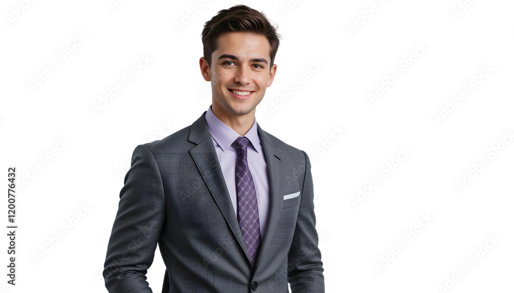 Smiling young businessman in gray suit. Smiling young businessman in gray suit.