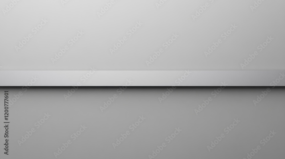 Minimalist gray shelf on a gray wall background. Minimalist gray shelf on a gray wall background.