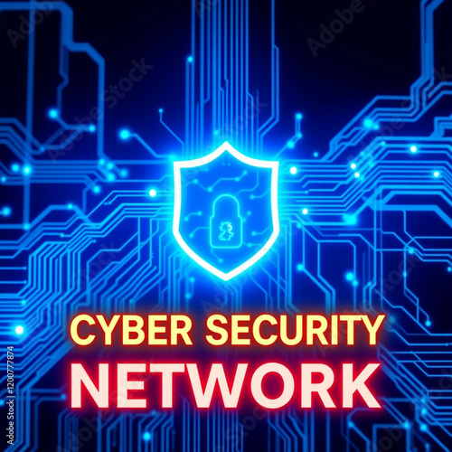 Wallpaper Mural Cloud computing, Futuristic cloud computing security. - Cyber ​​security concept Background with lots of light spots Torontodigital.ca