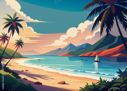 "Create Stunning Beach Backgrounds for Social Media Posts "Perfect for Any Platform vector