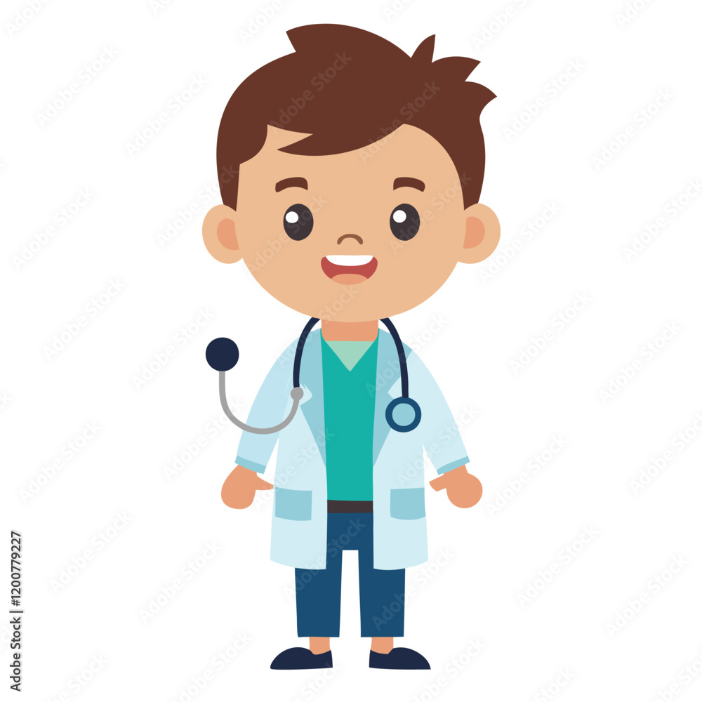 Cartoon Depiction of a Boy as a Doctor Cartoon Depiction of a Boy as a Doctor