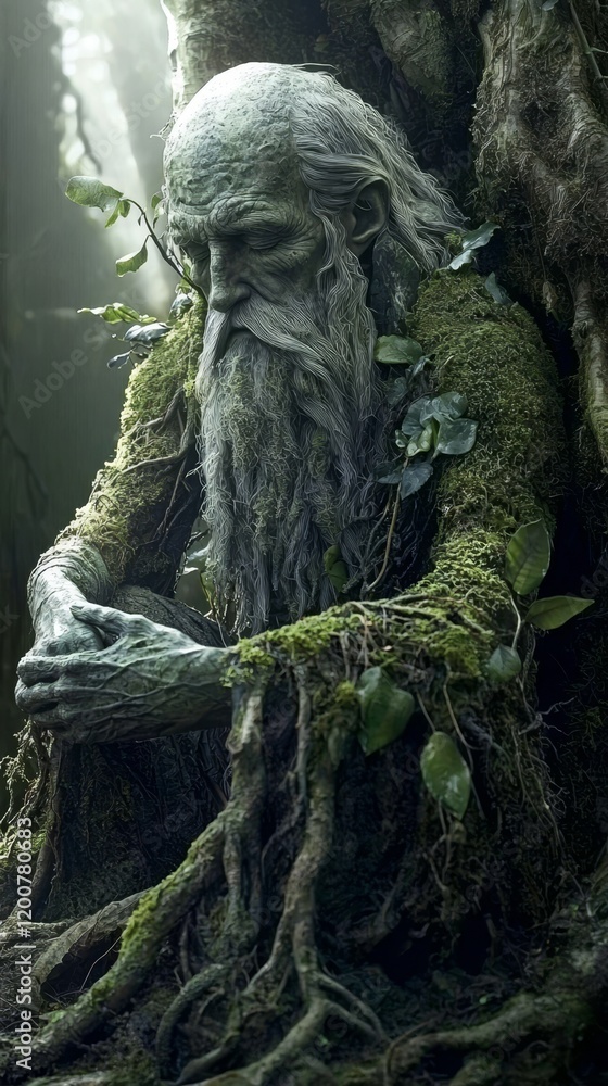 Majestic statue embodying the guardian of nature Majestic statue embodying the guardian of nature