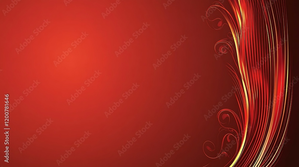 Abstract Red Background With Golden Floral Design Abstract Red Background With Golden Floral Design