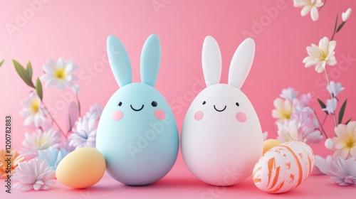 cute minimalisic happy easter banner photo