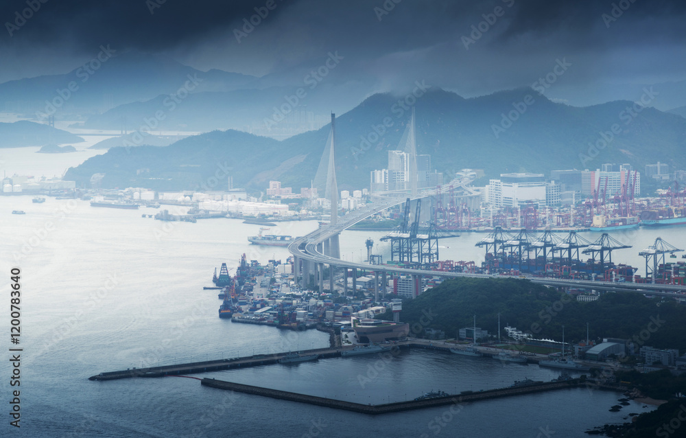 Fototapeta premium Aerial view of container port