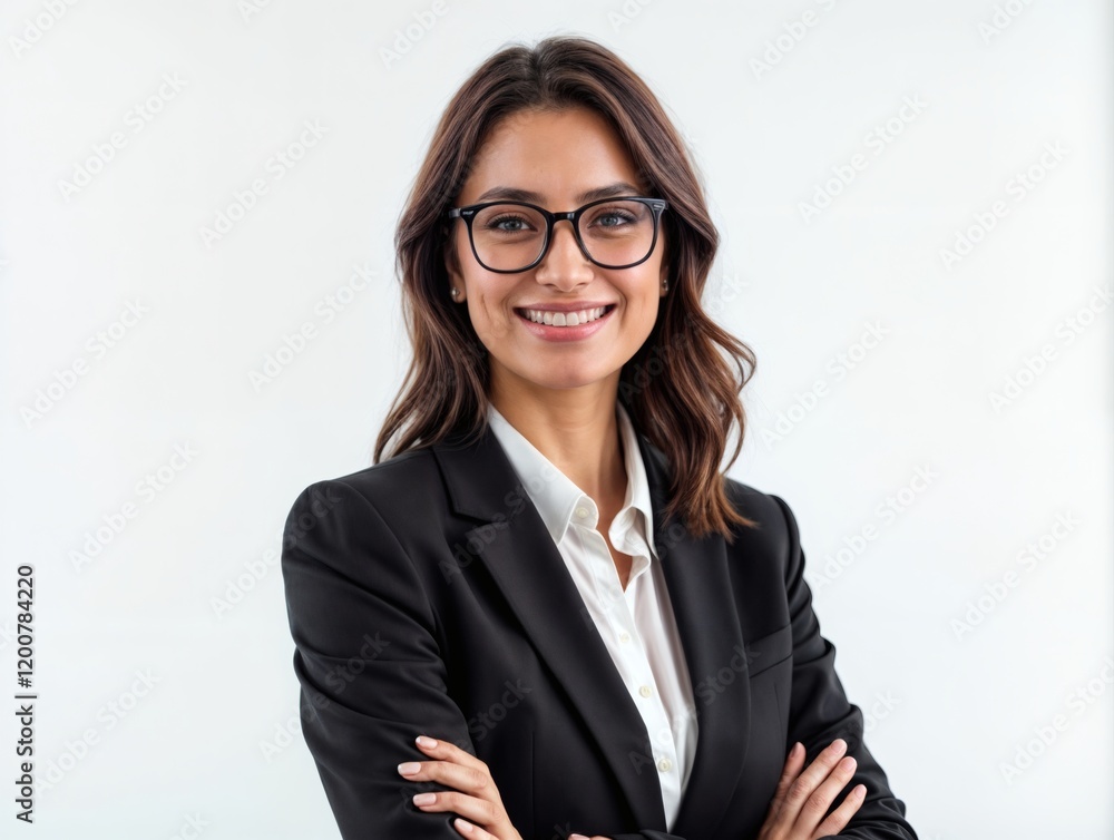 Portrait of a Beautiful Smiling Businesswoman in Elegant Suit Wearing Glasses, Isolated on Transparent Background Portrait of a Beautiful Smiling Businesswoman in Elegant Suit Wearing Glasses, Isolated on Transparent Background
