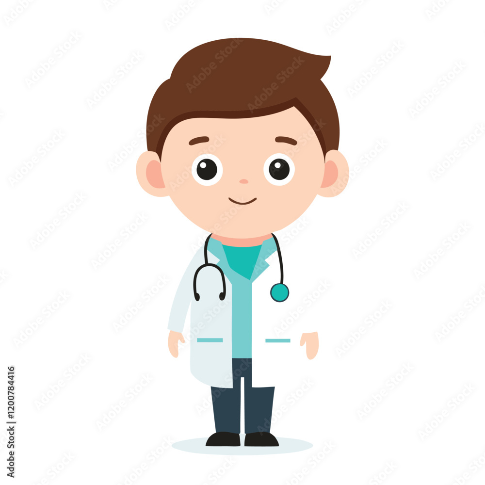 Cartoon Depiction of a Boy as a Doctor