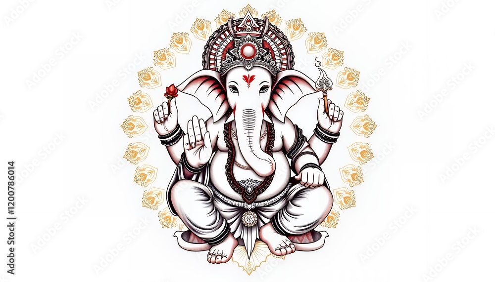 Fototapeta premium Divine Illustration of Hindu God Ganesha