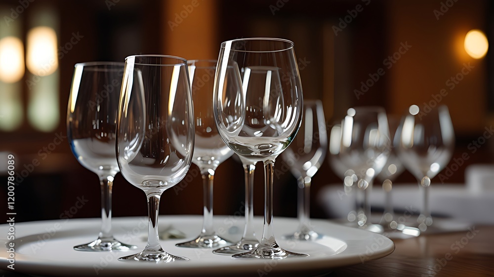 Empty glasses set in restaurant Empty glasses set in restaurant