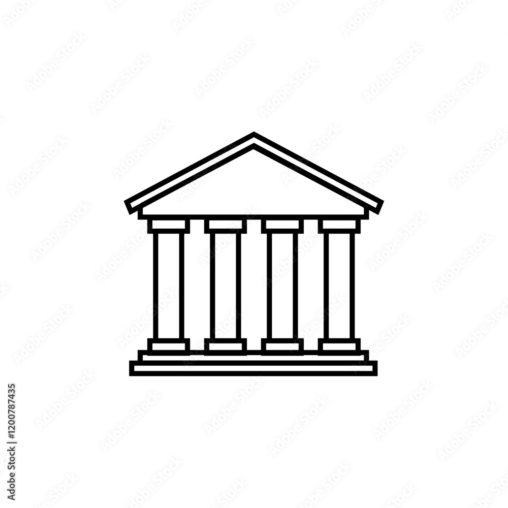 Bank icon Flat isolated outline sign Bank icon Flat isolated outline sign