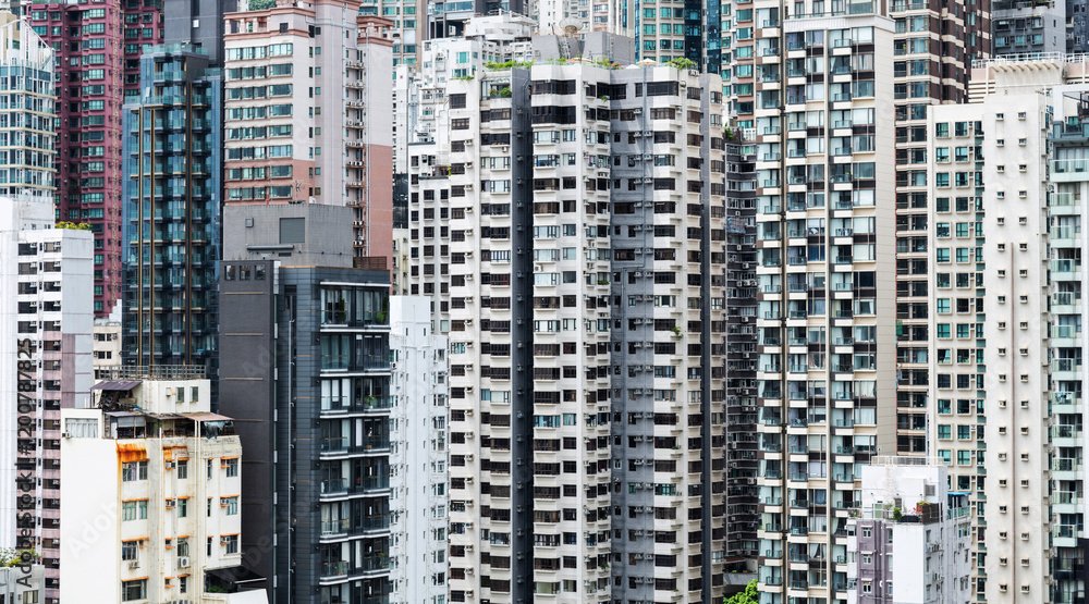 Crowded residential buildings in Hong Kong Crowded residential buildings in Hong Kong