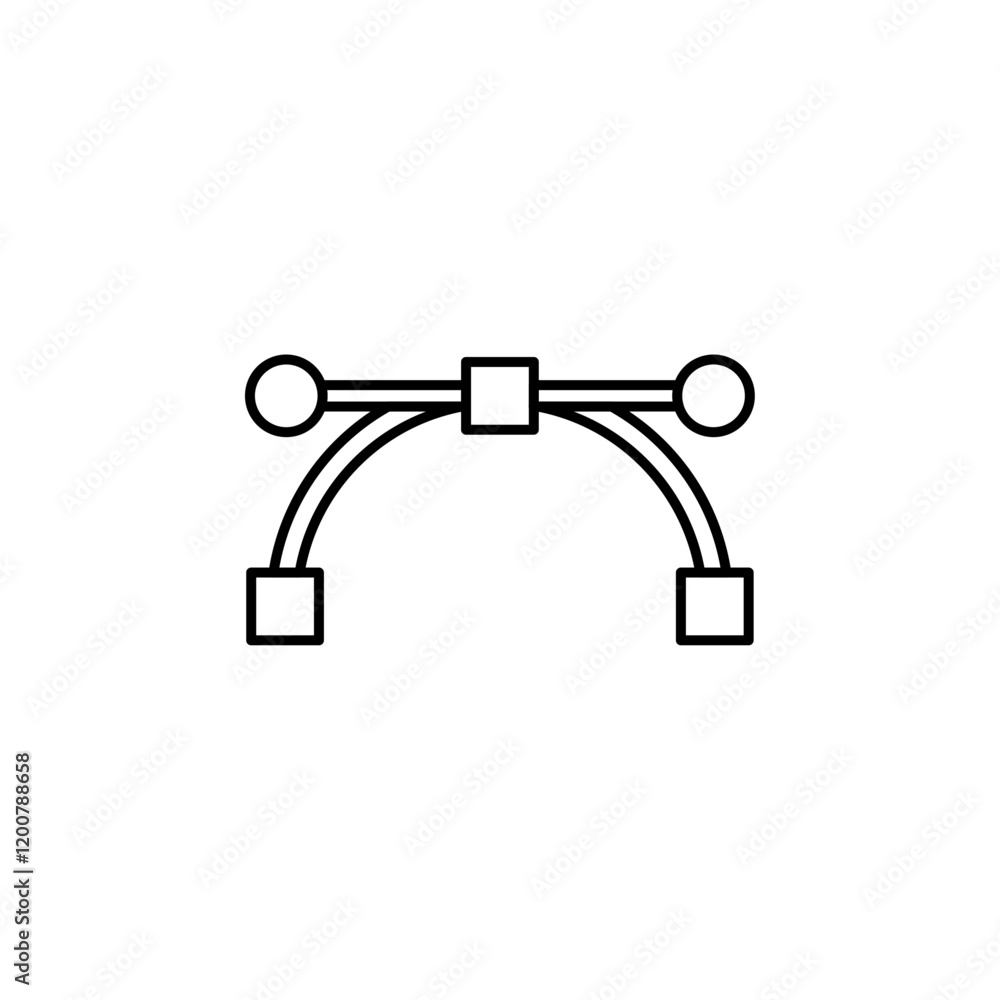 Curve icon Flat isolated outline sign Curve icon Flat isolated outline sign