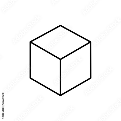 Cube, Cubic or Box Icon Flat isolated outline sign