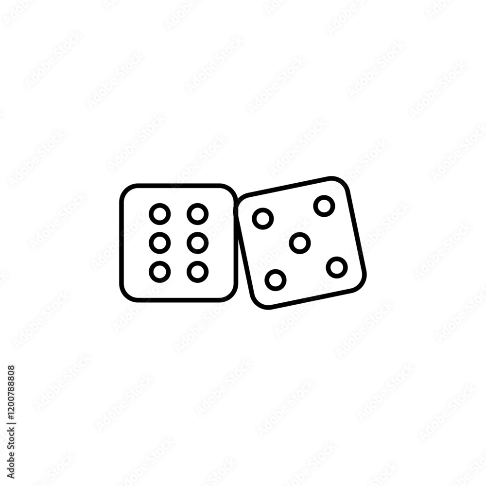 Dice icon set Flat isolated outline sign Dice icon set Flat isolated outline sign