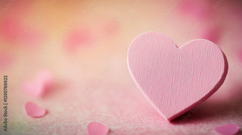 Papercraft figure of pink heart top view on soft background for valentines day Papercraft figure of pink heart top view on soft background for valentines day