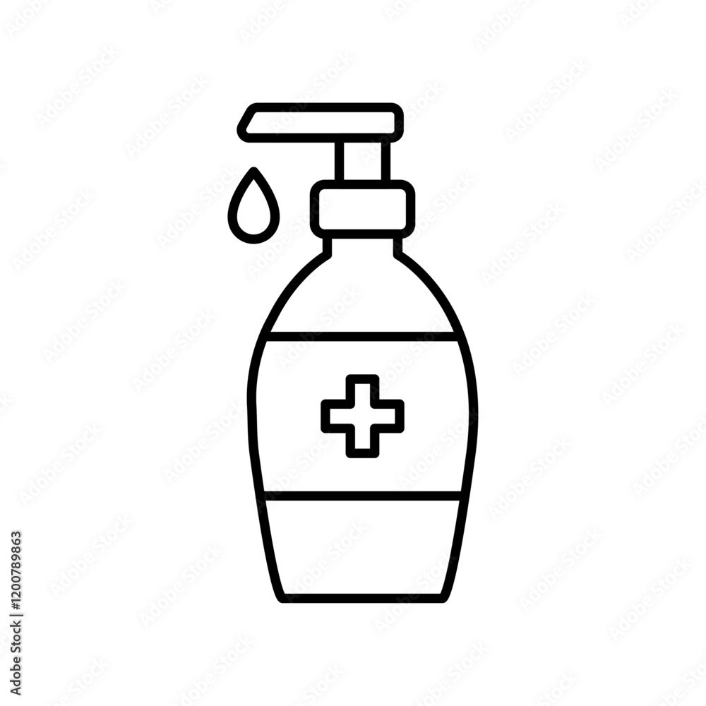 Hand sanitizer icon Flat isolated outline sign Hand sanitizer icon Flat isolated outline sign