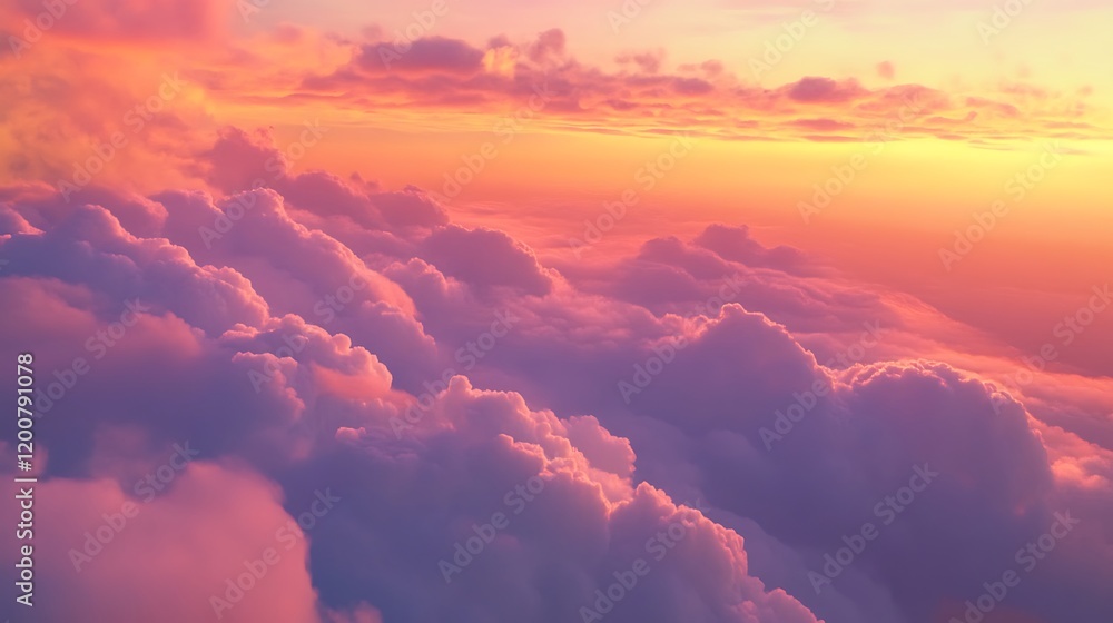 A view from an airplane window with the clouds sea A view from an airplane window with the clouds sea