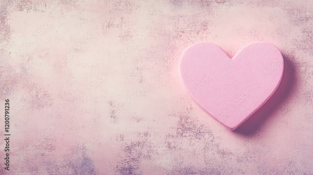 Papercraft figure of pink heart top view on soft background for valentines day Papercraft figure of pink heart top view on soft background for valentines day