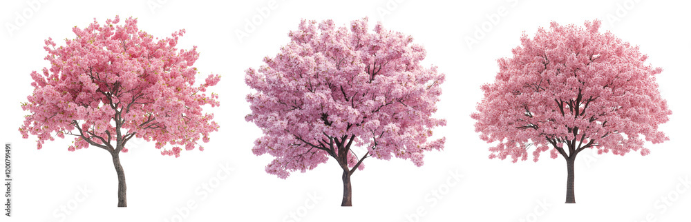 Naklejka premium Isolated Cherry Blossom Trees on Transparent Background for Design