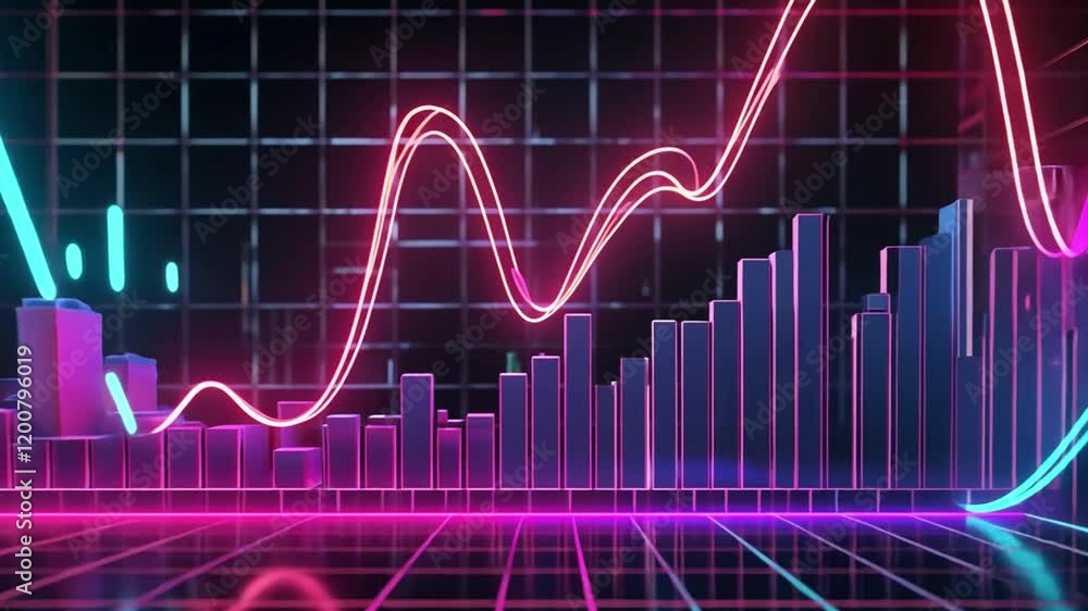 Neon Stock Market Charts, Growth, Data, Future, Financial Technology Background Neon Stock Market Charts, Growth, Data, Future, Financial Technology Background