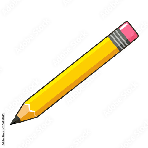 Yellow pencil flat icon Lead pencil with eraser  vector illustration (4)