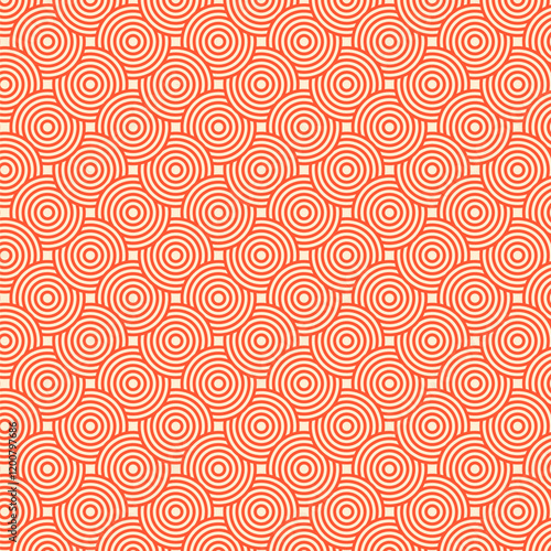 Orange color traditional Chinese texture seamless pattern background. Circle seamless pattern background 