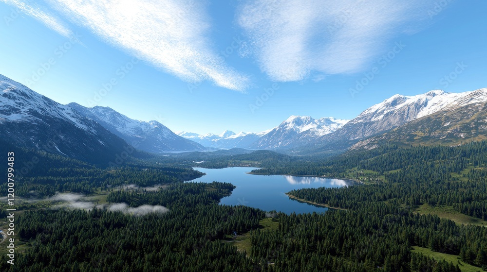 Serene Alpine Lake and Mountains Serene Alpine Lake and Mountains