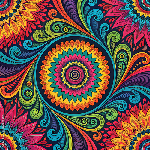 pattern with flowers, Psychedelic pattern