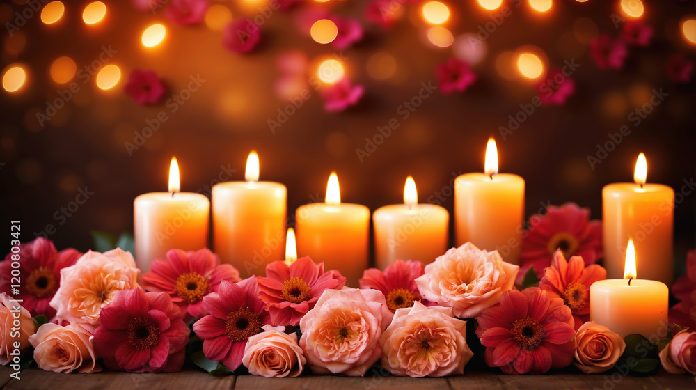 Romantic Bokeh with Delicate Florals and Candlelit Edges Romantic Bokeh with Delicate Florals and Candlelit Edges
