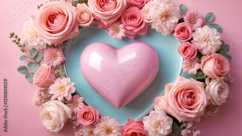 Heart Patterns with Pastel Gradients and Floral Arrangements