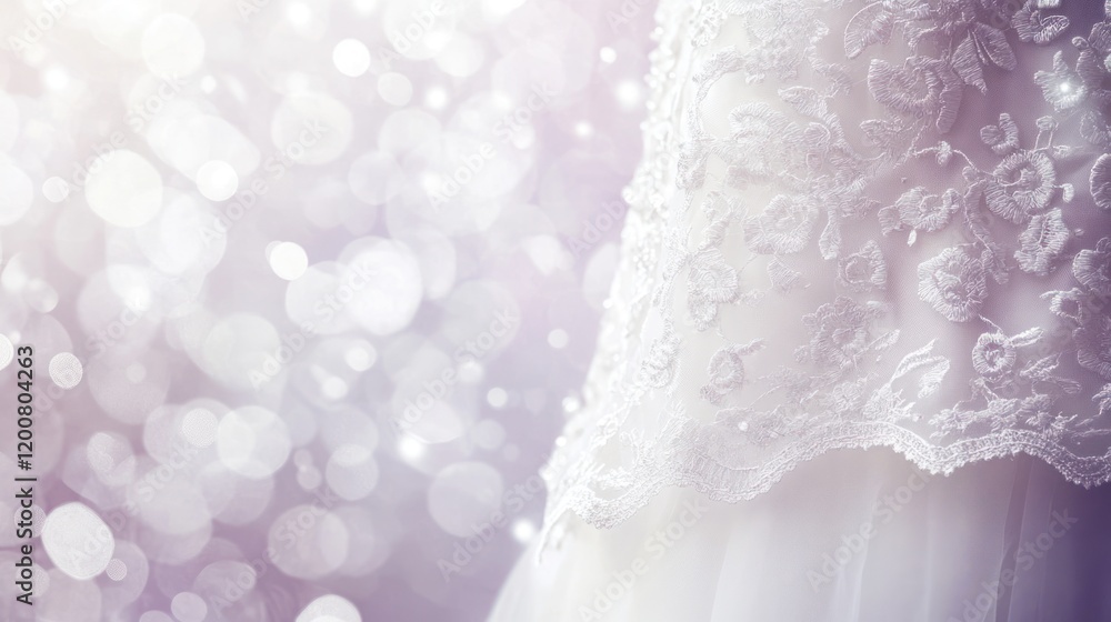 Fototapeta premium Elegant Wedding Dress Lace Detail, Bridal Gown Texture