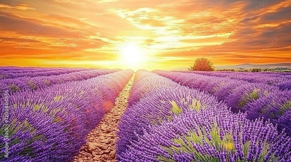 Obraz premium Sunset Lavender Field