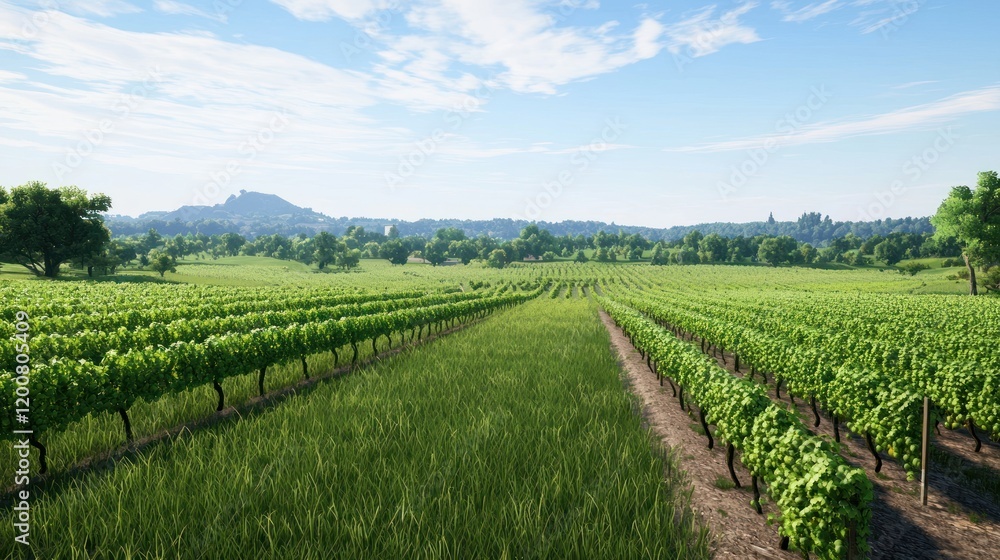 Fototapeta premium Sunlit Vineyard Landscape