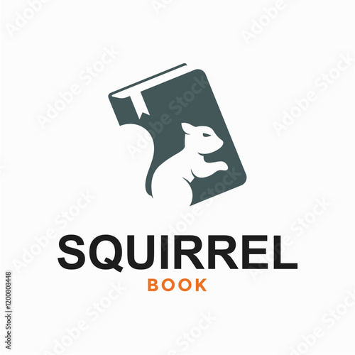 squirrel book simple logo in negative space