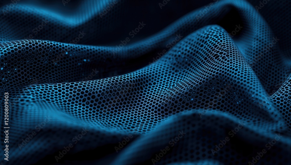 Dark blue fabric texture, flowing waves, abstract background, design element Dark blue fabric texture, flowing waves, abstract background, design element
