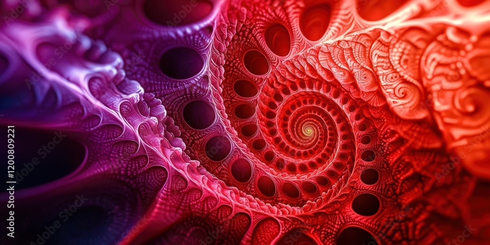 Red and purple spiral with a yellow dot in the middle Red and purple spiral with a yellow dot in the middle