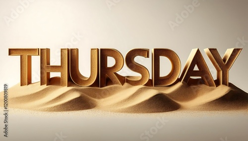 Thursday Beach Sand Letters: Realistic 3D Art