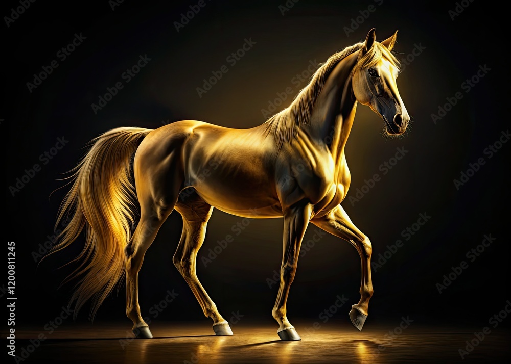 Elegant golden horse silhouette print, perfect equestrian décor. Elegant golden horse silhouette print, perfect equestrian décor.