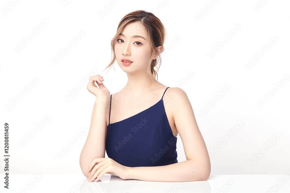 Beautiful young asian woman with clean fresh skin on white background, Face care, Facial treatment, Cosmetology, beauty and spa, Asian women portrait. Beautiful young asian woman with clean fresh skin on white background, Face care, Facial treatment, Cosmetology, beauty and spa, Asian women portrait.