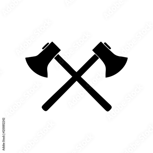 Crossed axe icon silhouette vector illustration design on white background.