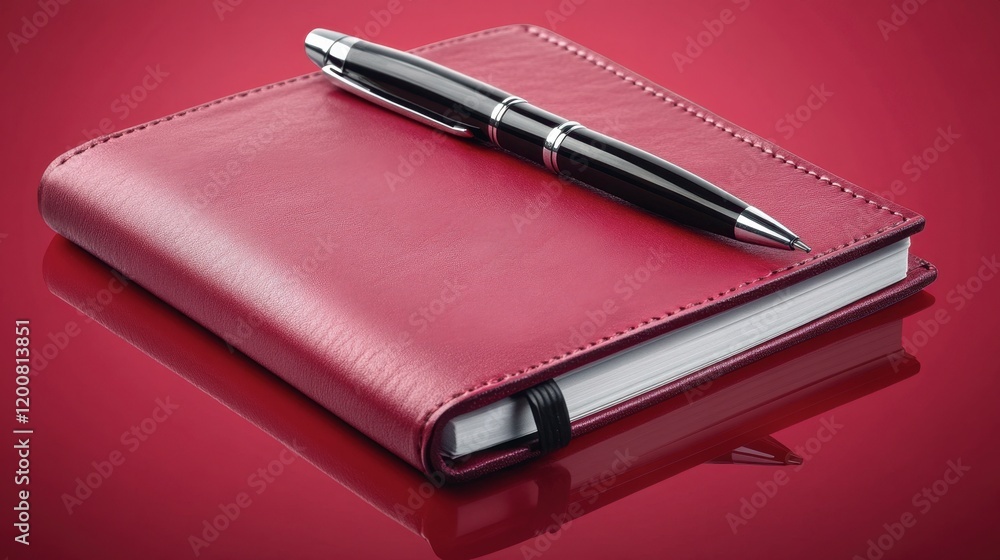 A modern notebook with a pen on a fuchsia background, adding a bold, vibrant touch. A modern notebook with a pen on a fuchsia background, adding a bold, vibrant touch.