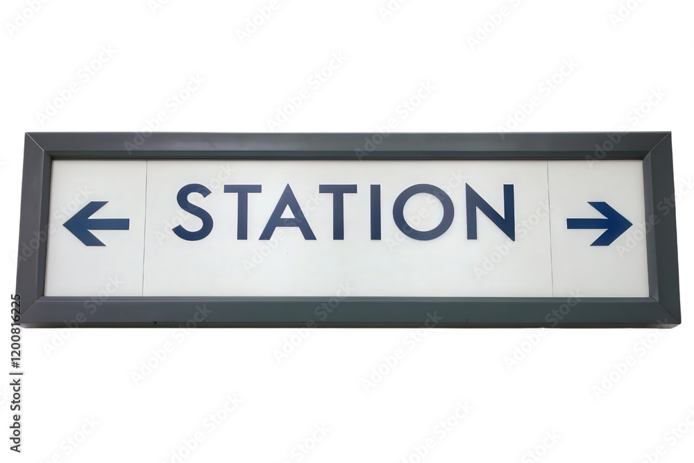 Station sign with arrows isolated with transparent background Station sign with arrows isolated with transparent background