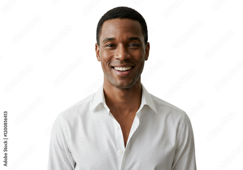 Happy Smiling African American Man Portrait Professional White Shirt Studio Background Male Face Happy Smiling African American Man Portrait Professional White Shirt Studio Background Male Face